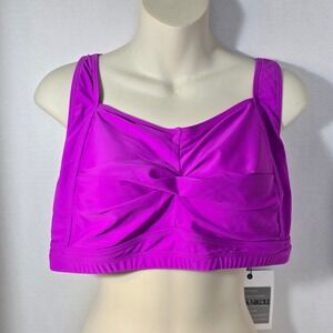 Hanna Nikole Women's 18W Bikini Swimsuit Top Purple Adjustable‎ Straps Tie Back